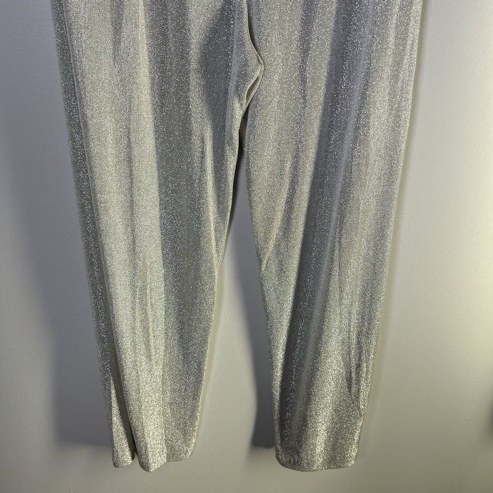 Gepetto Womens Sz Medium Silver Metallic Palazzo Pants Party Retro Vintage Glam - Picture 9 of 16